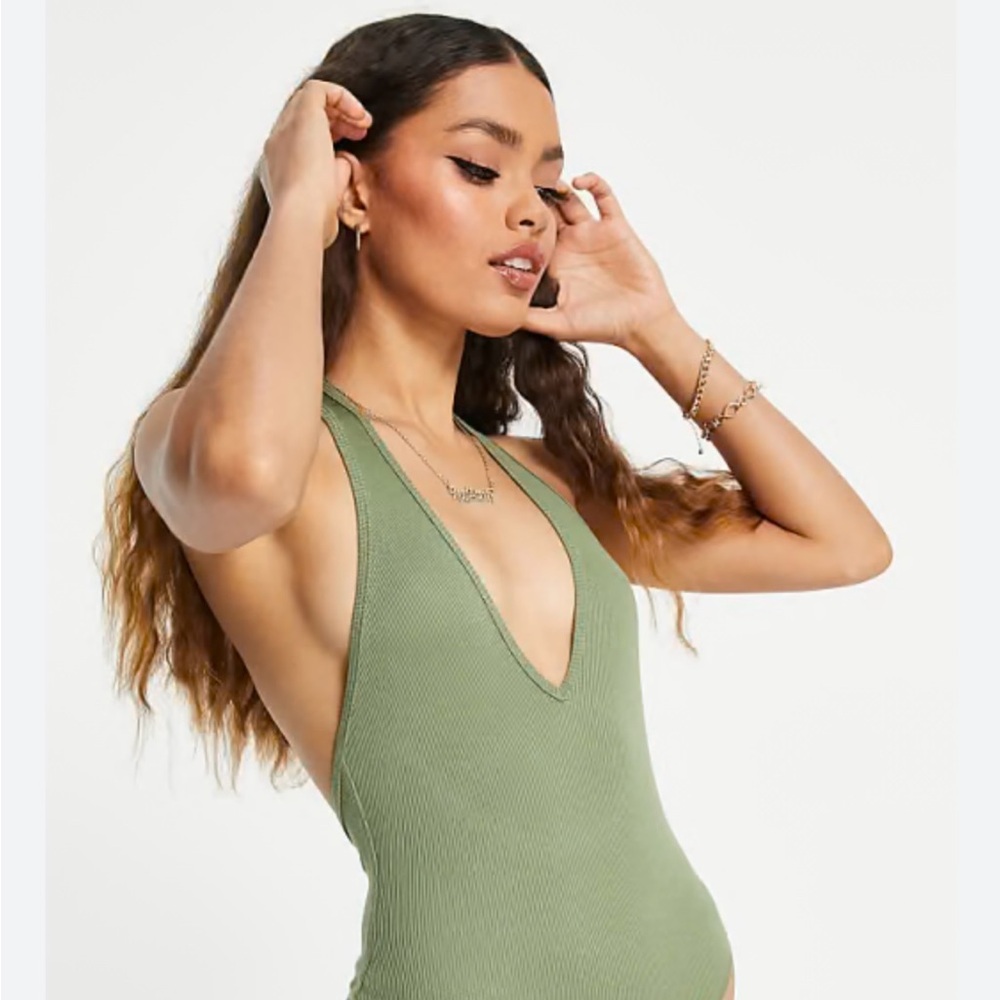 ASOS Green Fitted Halter Bodysuit